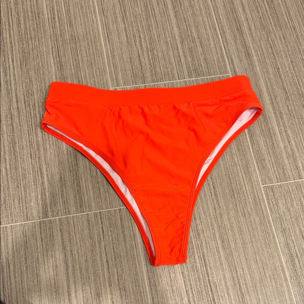 Vibrant Orange High Waist Bikini Bottom Large cheeky